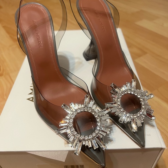 Brand New Amina Muaddi Sling Back Grey - Picture 1 of 3